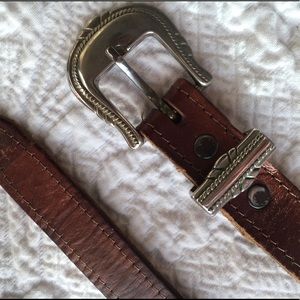 Vintage Genuine Leather Belt with Brass Buckle.USA